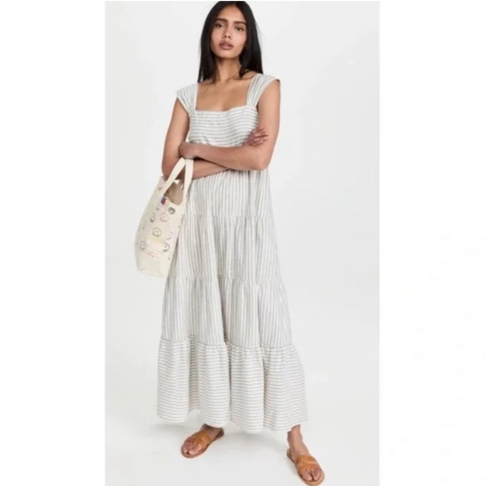 Madewell Striped Maxi Dress in Gray and White
